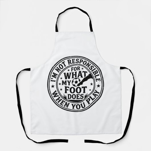 面白いサッカー足警告ビンテージTシャツデザイン_1 エプロン (正面)