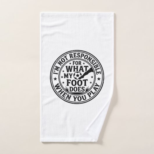 面白いサッカー足警告ビンテージTシャツデザイン_1 ハンドタオル (ハンドタオル)