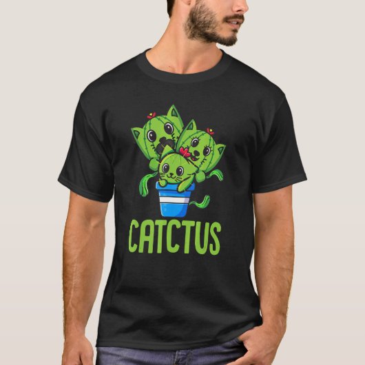 面白いサボテン猫キティ子猫 Tシャツ (正面)