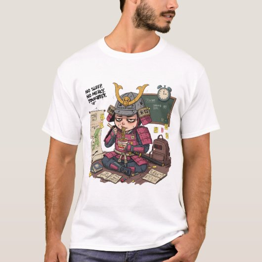 面白いサムライのバックトゥスクールTシャツ Tシャツ (正面)