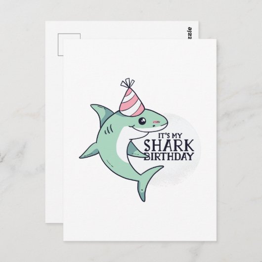 面白いサメの誕生日漫画 子供 ティーン 大人へのギフト ポストカード (正面/裏面)