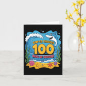 面白いサメの100日学校通算日数 カード (黄色い花)
