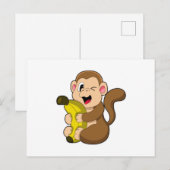 面白いサルとバナナ ポストカード (正面/裏面)