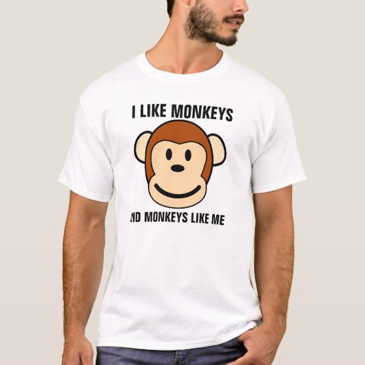 面白いサルTシャツ、サルが好き! Tシャツ (正面)