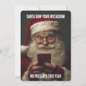 面白いサンタがあなたのインスタグラムを見た クリスマスプレゼントなし シーズンカード (正面)