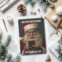 面白いサンタがあなたのインスタグラムを見た！プレゼントなしのクリスマス