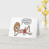 面白いサンタがここに! クリスマスのユーモア カード (黄色い花)