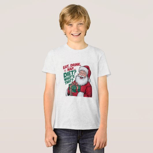 面白いサンタのクリスマス ソフトTriBlend Tシャツ (正面全面)