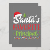 面白いサンタの好きな校長クリスマス 招待状 (正面/裏面)