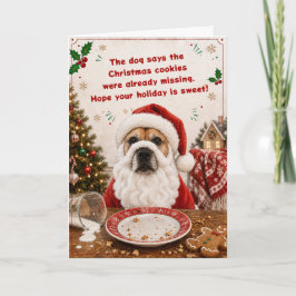 面白いサンタの犬のクリスマスカード | 編集可能なホリデー シーズンカード