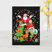 面白いサンタエルフ雪だるまトナカイジンジャーブレッドクリス カード (黄色い花)