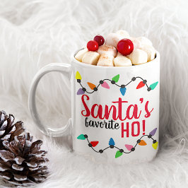 面白いサンタクロースヘルパークリスマスイルミネーション コーヒーマグカップ