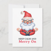 面白いサンタクロース 瞑想しよう 落ち着いて 楽しくなろう シーズンカード (正面)