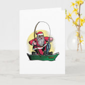 面白いサンタ釣りクリスマス魚ギフト カード (黄色い花)