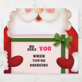 面白いサンタ 飲んでる時も見てるんだよ ビールラベル (シングルラベル)