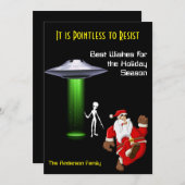 面白いサンタ 🎅🛸 UFO クリスマス 招待状 (正面/裏面)