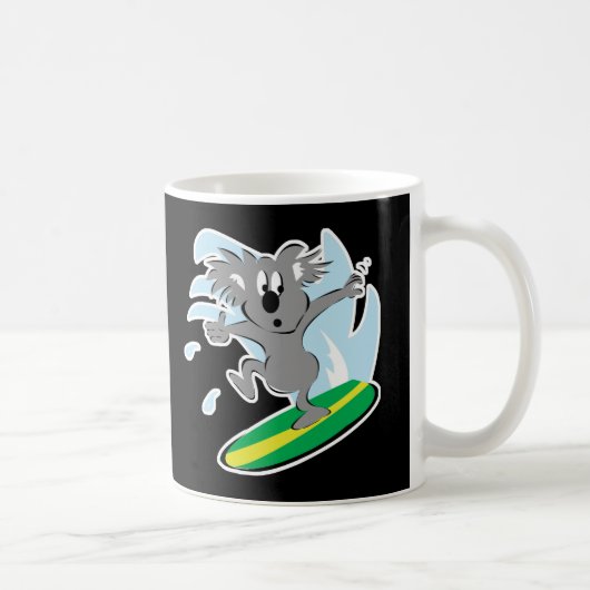 面白いサーフィンをするコアラのクマ コーヒーマグカップ (右)