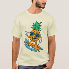 面白いサーフィンパイナップルTシャツトロピカルサーフTee Tシャツ