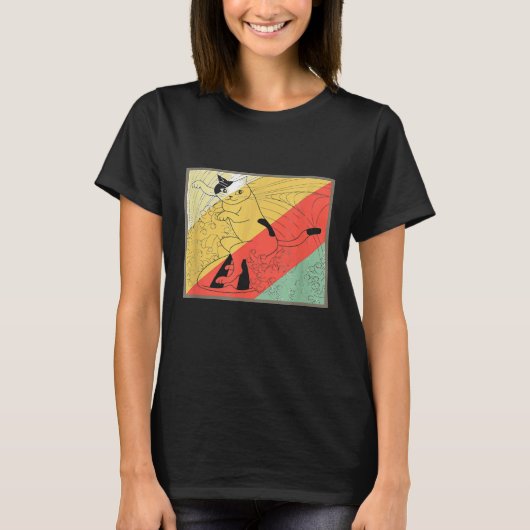 面白いサーフィン猫レトロサーフTシャツ Tシャツ (正面)