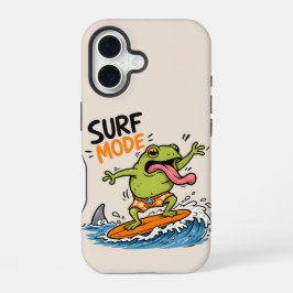 面白いサーフモードのカエル|おかしいカエル夏 iPhone 16ケース