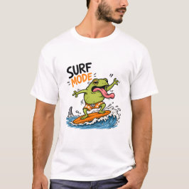 面白いサーフモードのカエル|おかしいカエル夏 Tシャツ