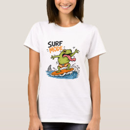 面白いサーフモードのカエル|ばかばかしいカエル夏 Tシャツ