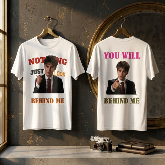 面白いシグマ・ミーム 前後Tシャツ | 後ろを見て Tシャツ