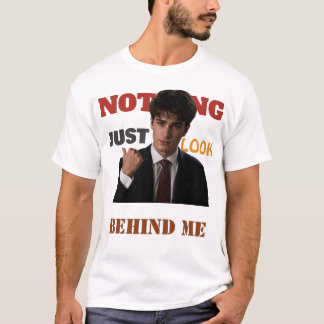 面白いシグマ・ミーム 前後Tシャツ | 後ろを見て Tシャツ