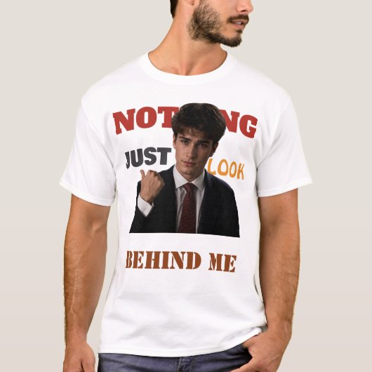 面白いシグマ・ミーム 前後Tシャツ | 後ろを見て Tシャツ (正面)