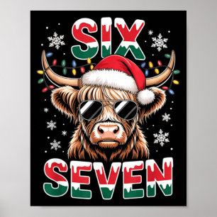 面白いシックスセブンハイランドカウクリスマス67クールXmas ポスター