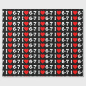面白いシックスセブンミーム「I Love 6-7」パターン ラッピングペーパー (フラット)