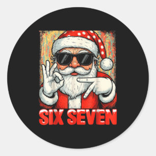 面白いシックスセブンメームクリスマスおもしろサンタの名言6 ラウンドシール