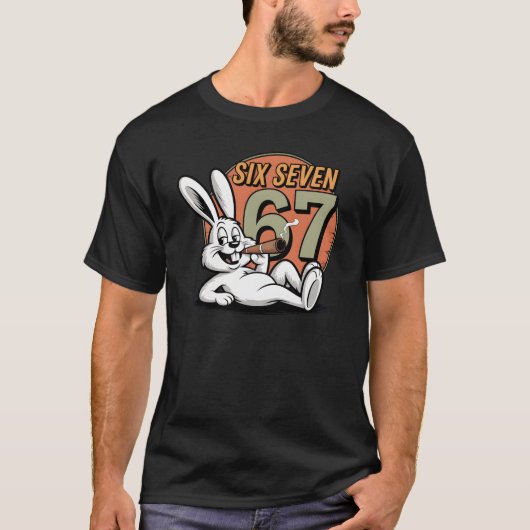 面白いシックスセブンラビットの喫煙イースター Tシャツ (正面)