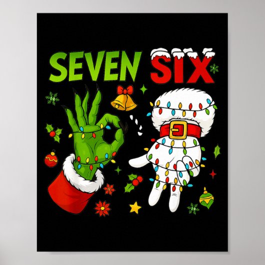 面白いシックスセブン67のミーム 6 7 クリスマスエルフの手の少年 ポスター (正面)