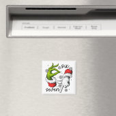 面白いシックスセブン67のミーム 6 7 クリスマスエルフの手の少年 マグネット (インサイチュ (食洗機))