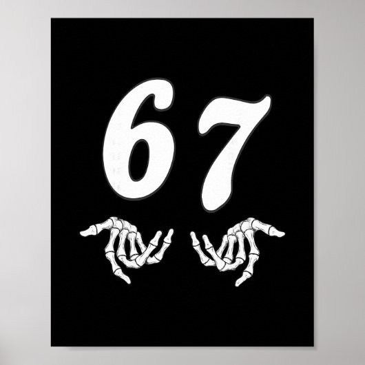 面白いシックスセブン6 7 ミーム 67 ドクロ 手 ハロウィン ポスター (正面)