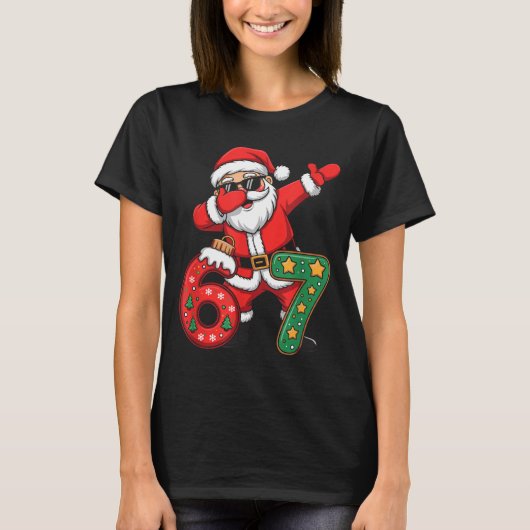 面白いシックスセブン6 7 メームサンタDabクリスマスダビング Tシャツ (正面)