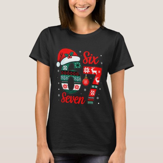 面白いシックスセブン 67 クリスマスパジャマ メンズ Tシャツ (正面)