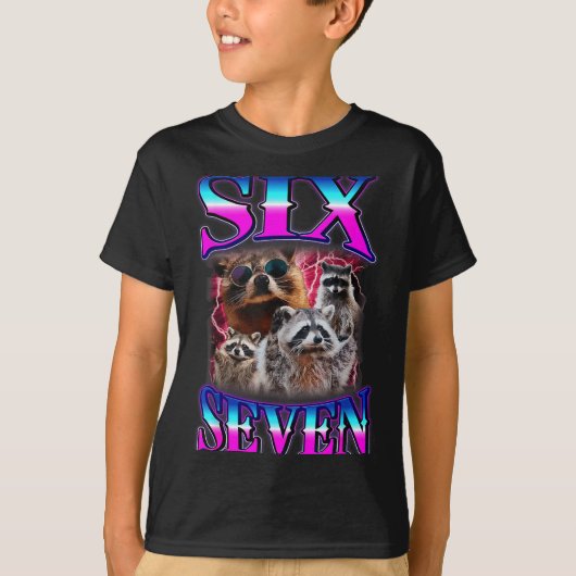 面白いシックスセブン 67 ミーム 67 アライグマ ミーム 海賊版 グラフィック Tシャツ (正面)