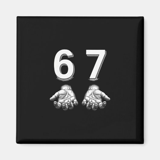 面白いシックスセブン 67 ミーム Gen Alpha スラング 手 マグネット (正面)