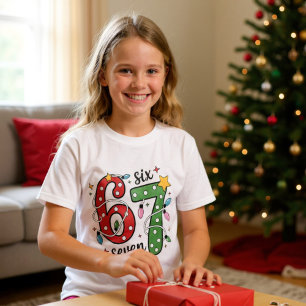 面白いシックスセブン 6 7 ミーム クリスマス電飾 キッズ Tシャツ