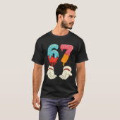 面白いシックスセブン 6 7 ミーム クリスマス アイスクリーム 滴る Tシャツ (正面フル)