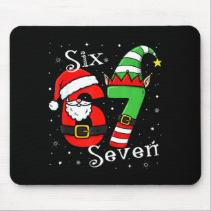 面白いシックスセブン 6 7 ミーム クリスマス サンタ エルフ 番号 マウスパッド