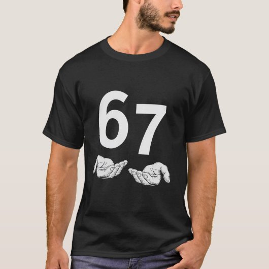 面白いシックスセブン 6 7 ミーム Gen Alpha スラング 6 7 手 Tシャツ (正面)