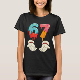 面白いシックスセブン 6 7 メームクリスマスアイスドリップ Tシャツ