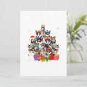 面白いシベリアンハスキー クリスマスツリー ペット 犬 愛好家 シーズンカード (スタンド正面)