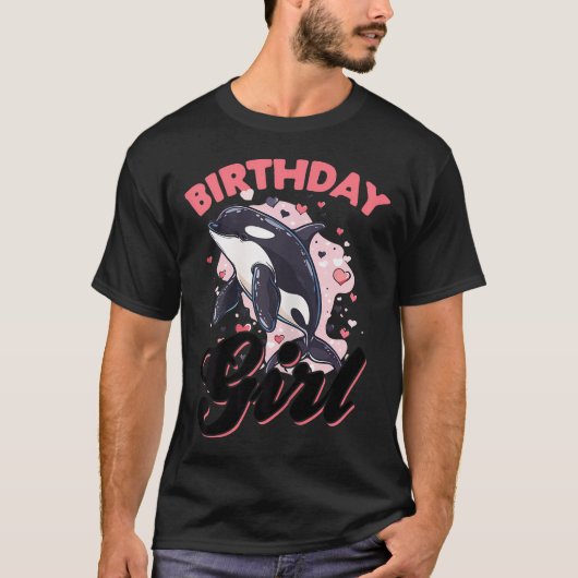 面白いシャチの動物の誕生日 Tシャツ (正面)