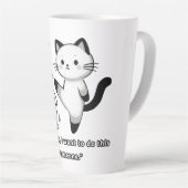 面白いシャム猫のキックイラスト カフェラテマグ (右アングル)