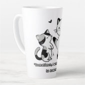 面白いシャム猫のキックイラスト カフェラテマグ (左アングル)