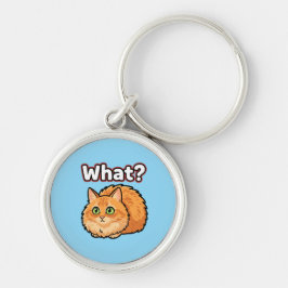 面白いショックを受けたジンジャーの猫「何?」のミーム メタルキーチェーン キーホルダー